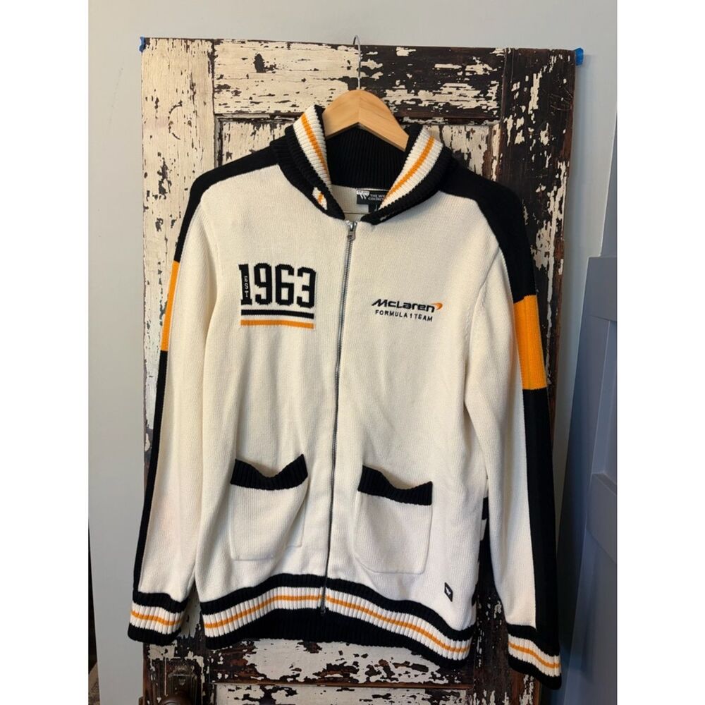 McLaren 1963 White Zip-Up Formula 1 zip up sweater. Size Small